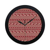 Dachshund Nordic pattern Elegant Black Wall Clock