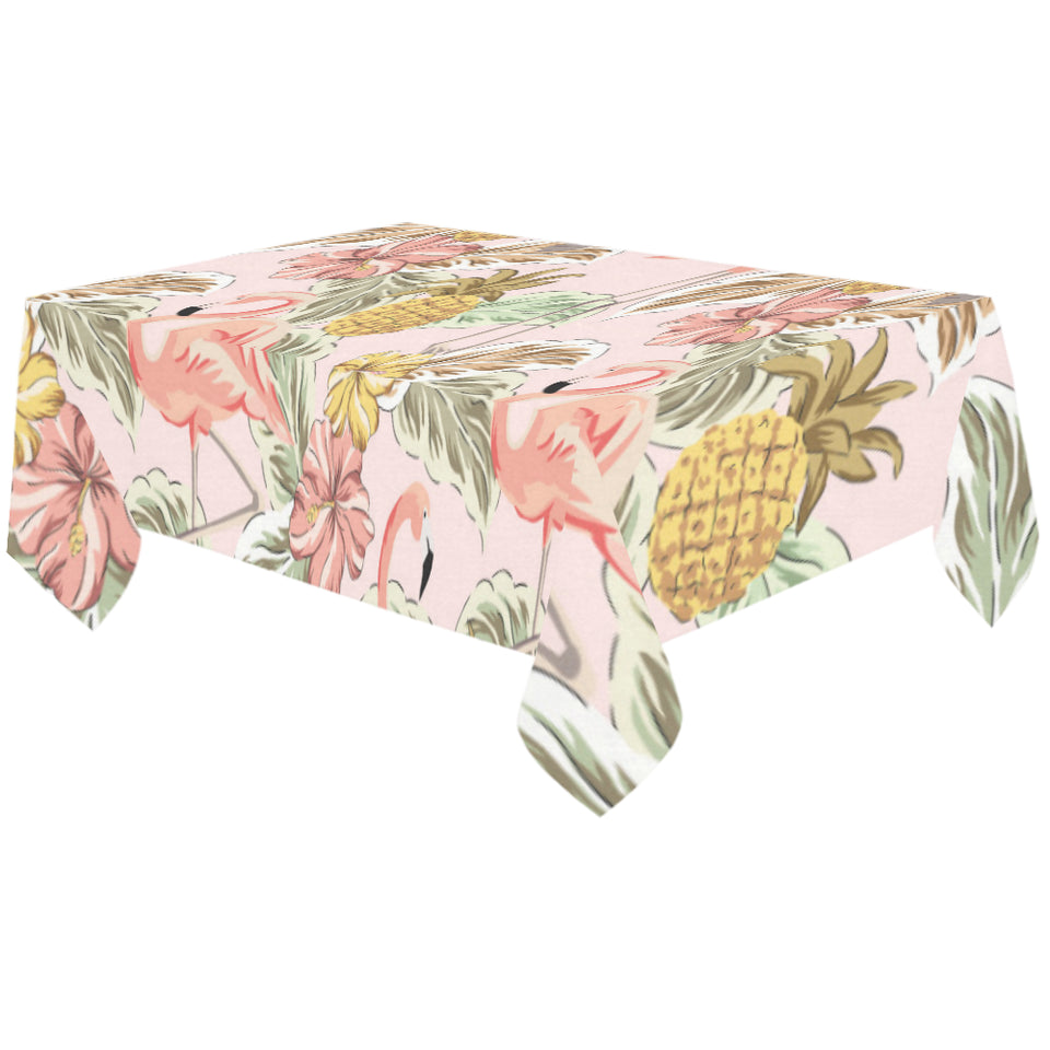 Pink flamingo birds pineapples hibiscus flower pat Tablecloth