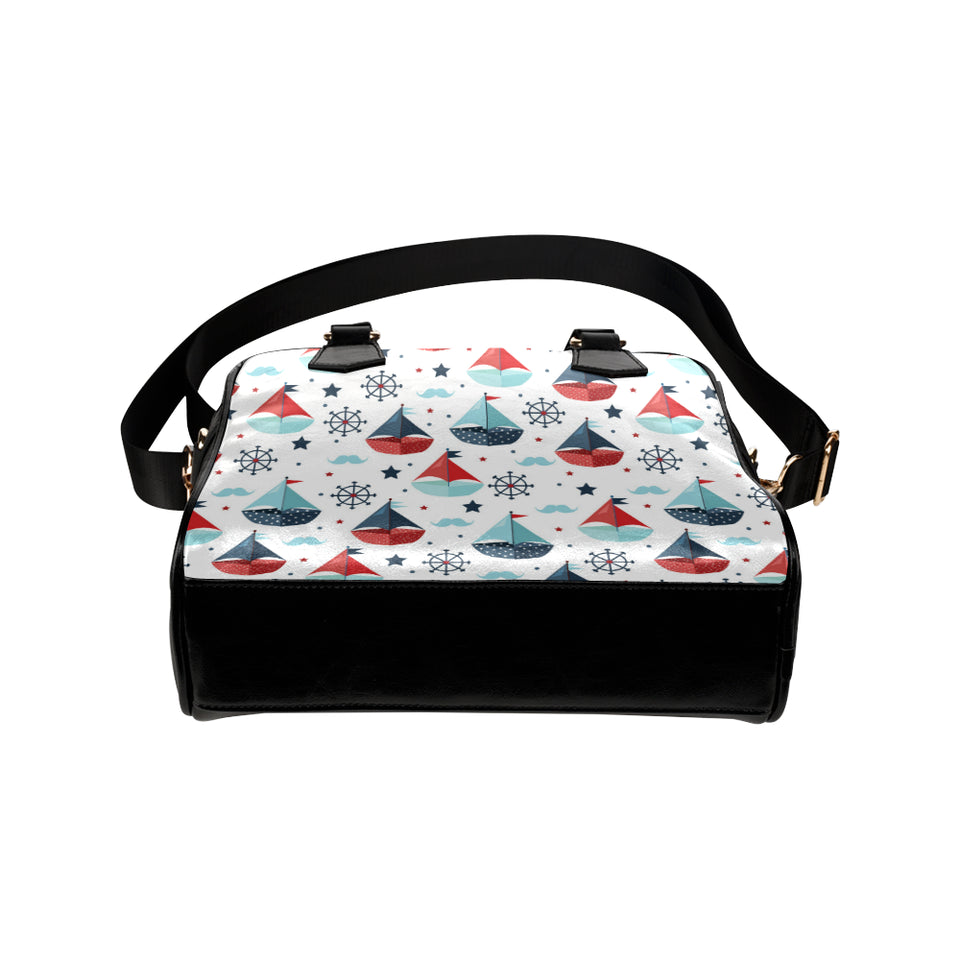 Cute color paper sailboat pattern Shoulder Handbag