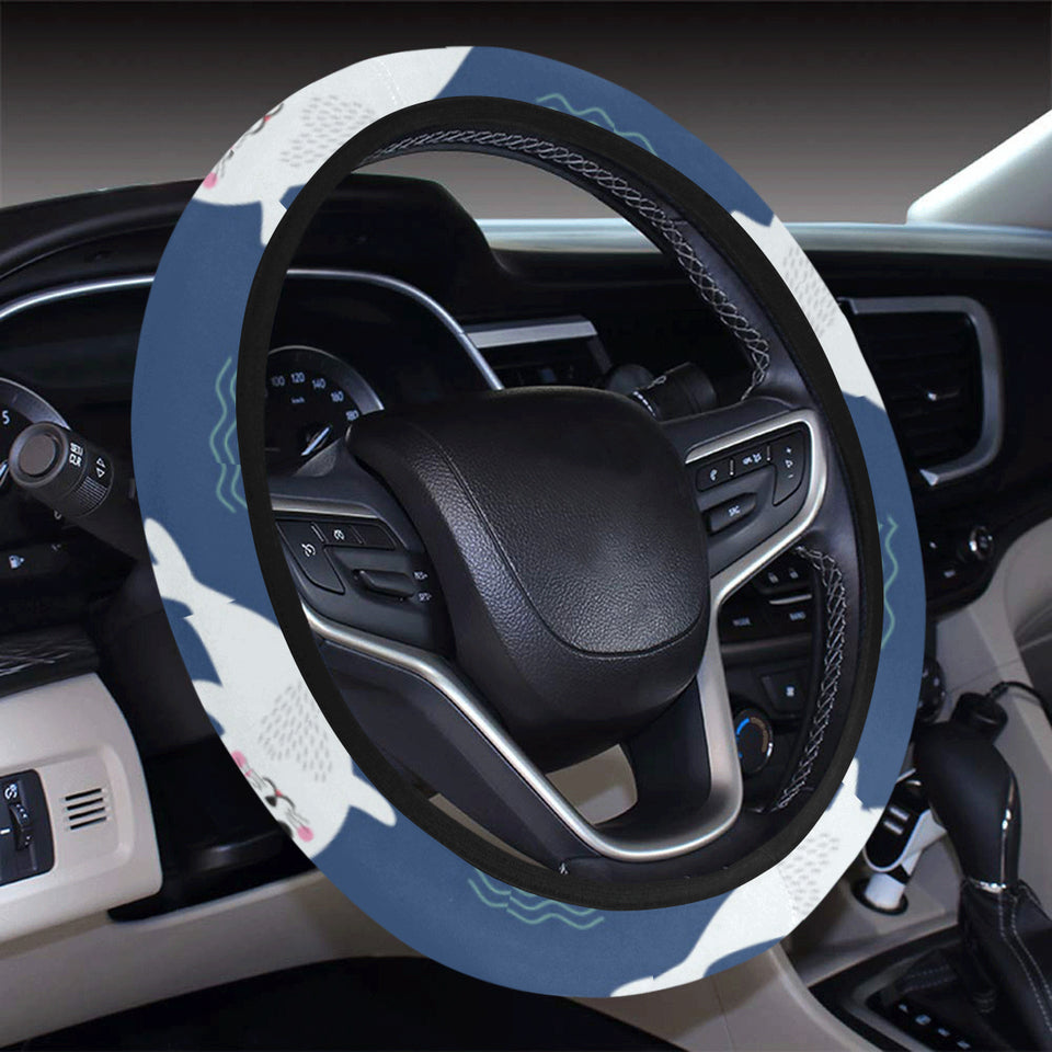Cute white baby sea lion seal pattern Car Steering Wheel Cover