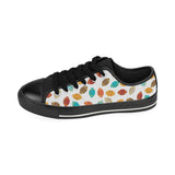 Colorful american football ball pattern Men's Low Top Canvas Shoes Black