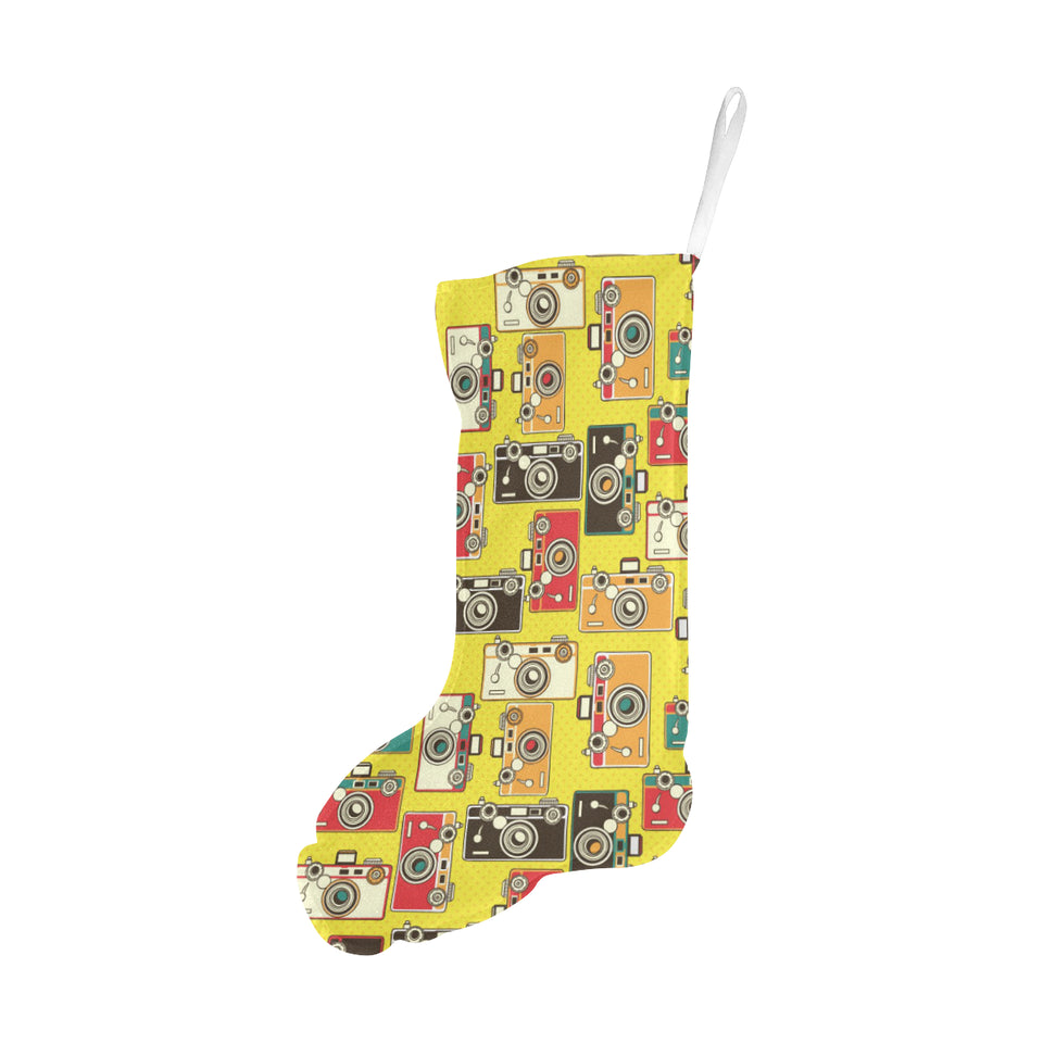 Camera Pattern Print Design 02 Christmas Stocking