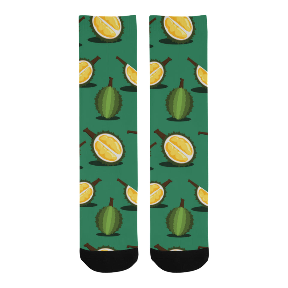 Durian pattern green background Crew Socks