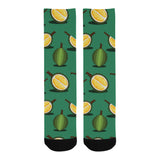 Durian pattern green background Crew Socks