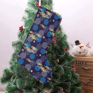 Blue japanese pattern cloud wave flower Christmas Stocking