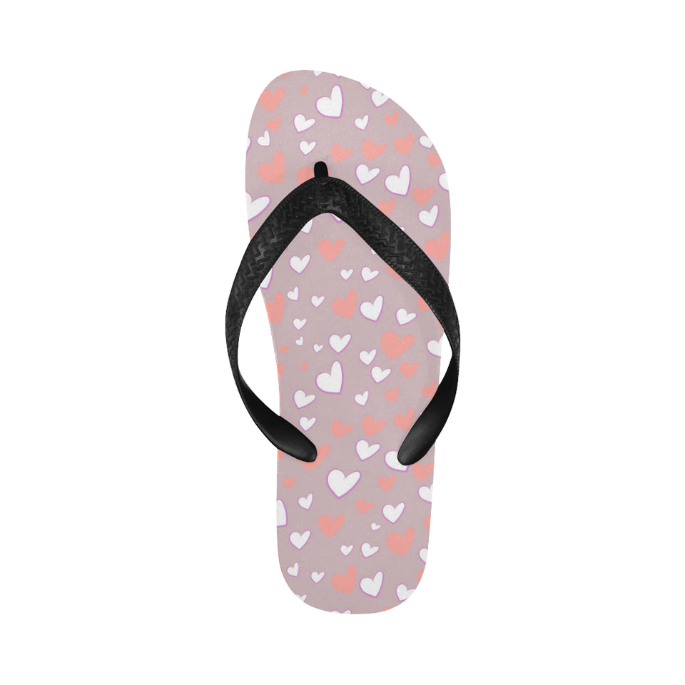 coral white heart pattern Unisex Flip Flops