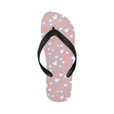 coral white heart pattern Unisex Flip Flops