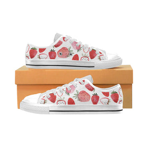 watercolor hand drawn beautiful strawberry pattern Men's Low Top Shoes White