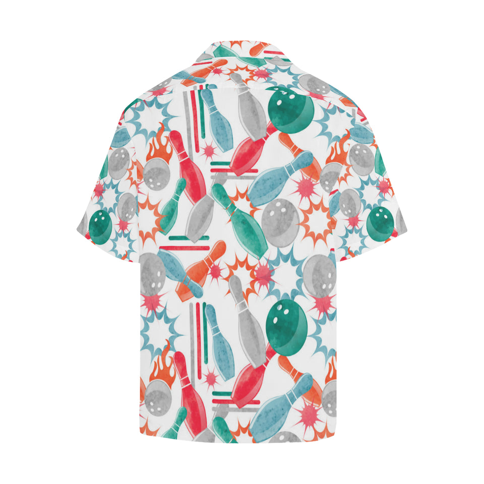 Watercolor bowling pattern Men's All Over Print Hawaiian Shirt