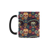 Sugar skulls flower maxican pattern Morphing Mug Heat Changing Mug