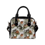 Monkey red hibiscus flower palm leaves floral patt Shoulder Handbag