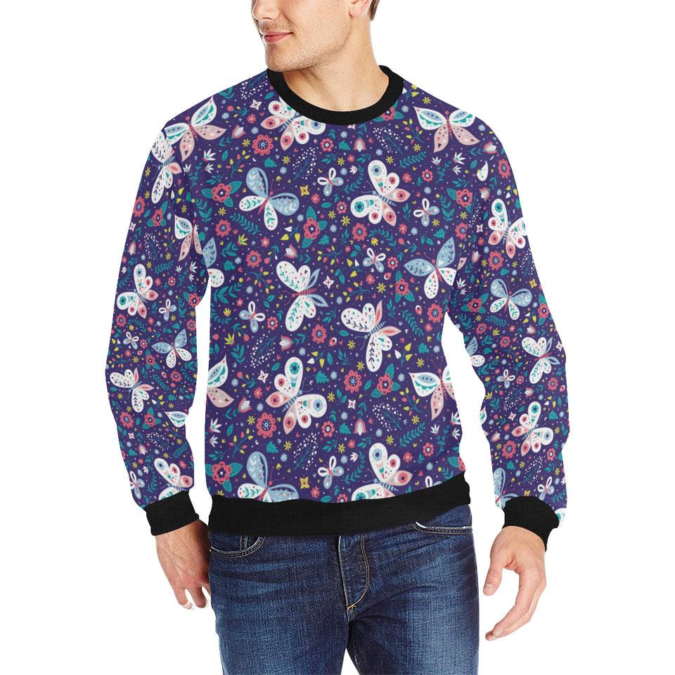 Colorful butterfly flower pattern.eps Men's Crew Neck Sweatshirt