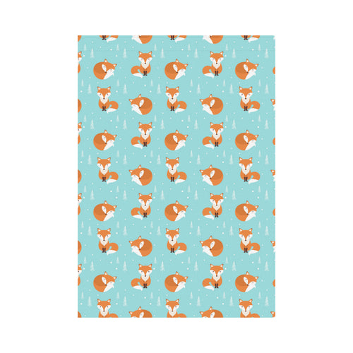 Fox pattern blue b ackground House Flag Garden Flag