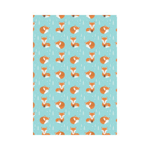 Fox pattern blue b ackground House Flag Garden Flag