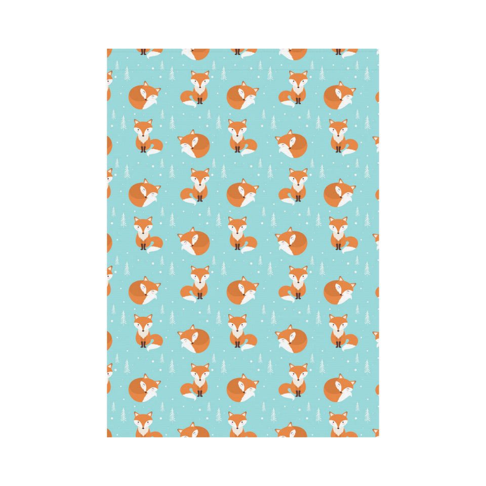 Fox pattern blue b ackground House Flag Garden Flag