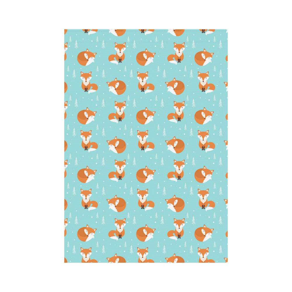 Fox pattern blue b ackground House Flag Garden Flag