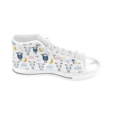 Cute sleeping sheep moon cloud pattern Men's High Top Canvas Shoes White