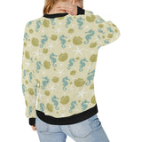 Seahorse shell starfish pattern background Women's Crew Neck Sweatshirt