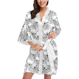 Cute french bulldog head pattern Women's Short Kimono Robe