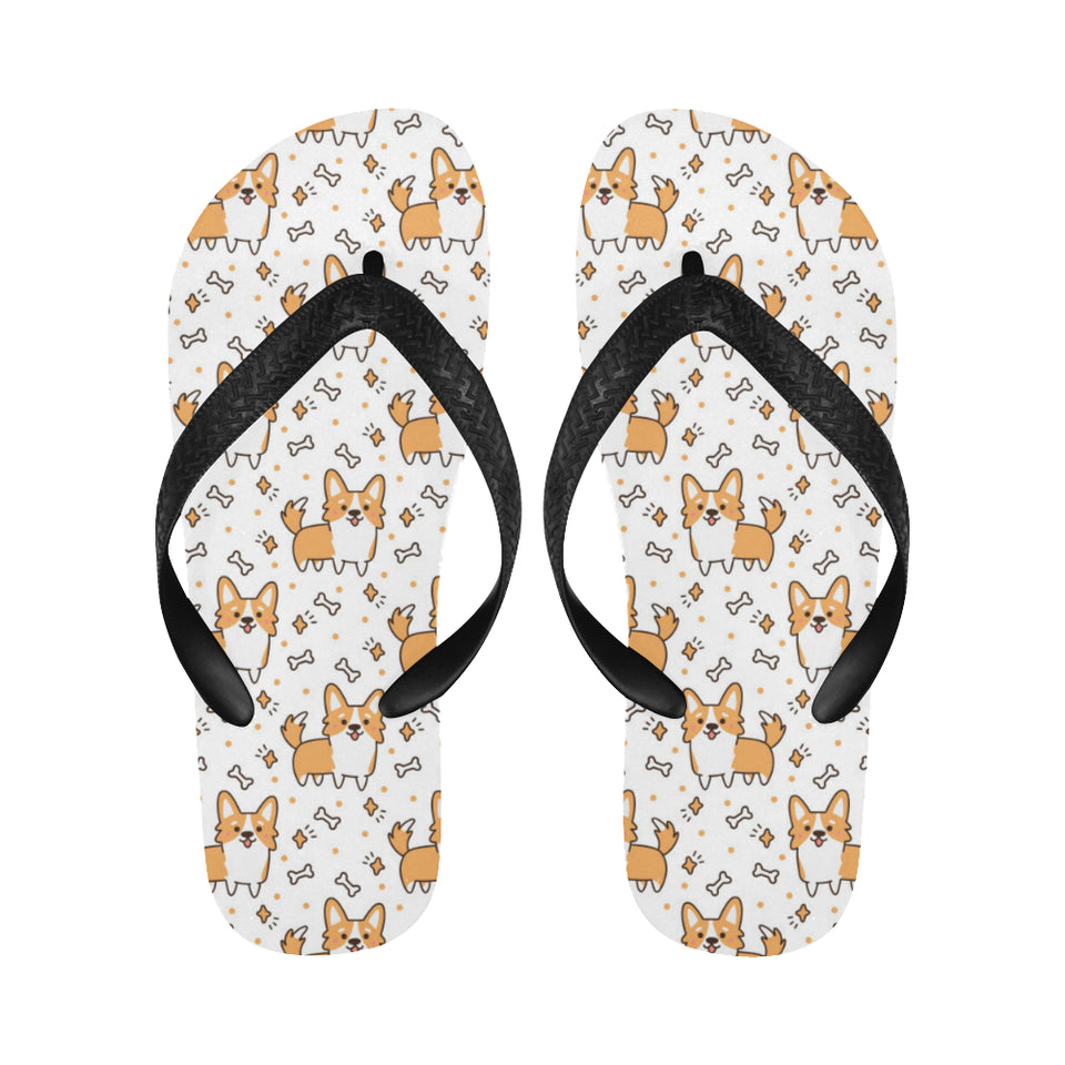 Cute corgi heart star bone pattern Unisex Flip Flops