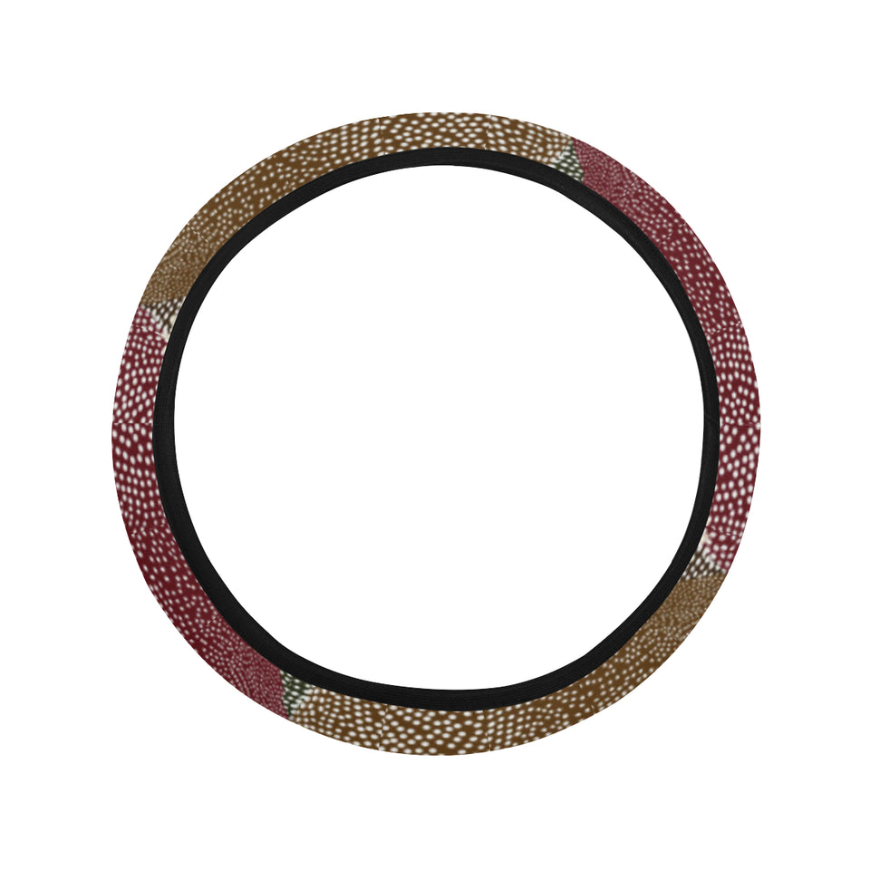Japanese cranes flying forest dot pattern Car Steering Wheel Cover