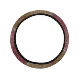 Japanese cranes flying forest dot pattern Car Steering Wheel Cover