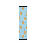 Brown cute pomeranian blue blackground Car Seat Belt Cover