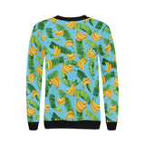 banana leaves banana design pattern Women's Crew Neck Sweatshirt