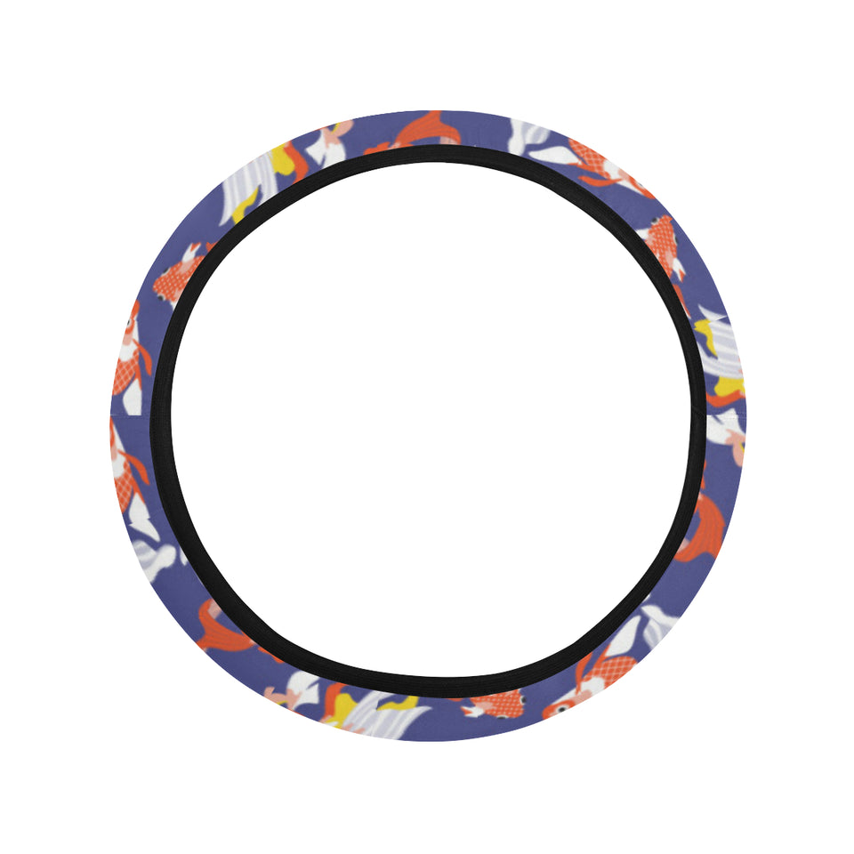 Goldfish Pattern Print Design 04 Car Steering Wheel Cover