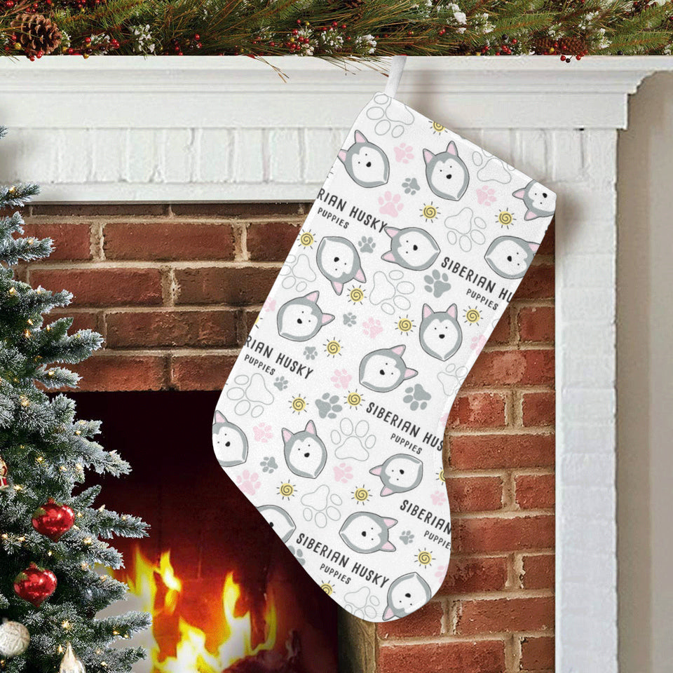 Siberian Husky design pattern Christmas Stocking