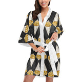 French fries dark background Women's Short Kimono Robe