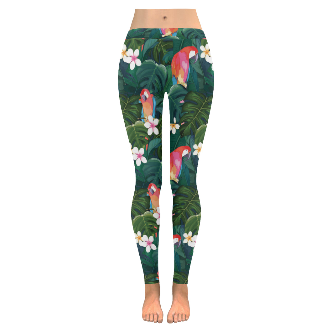 Parrot Palm tree leaves flower hibiscus pattern Women's Legging Fulfilled In US