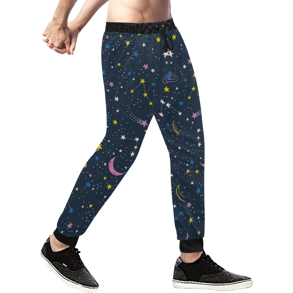 space pattern with planets, comets, constellations Unisex Casual Sweatpants