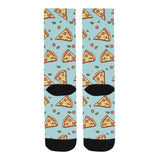 Hand drawn pizza blue background Crew Socks