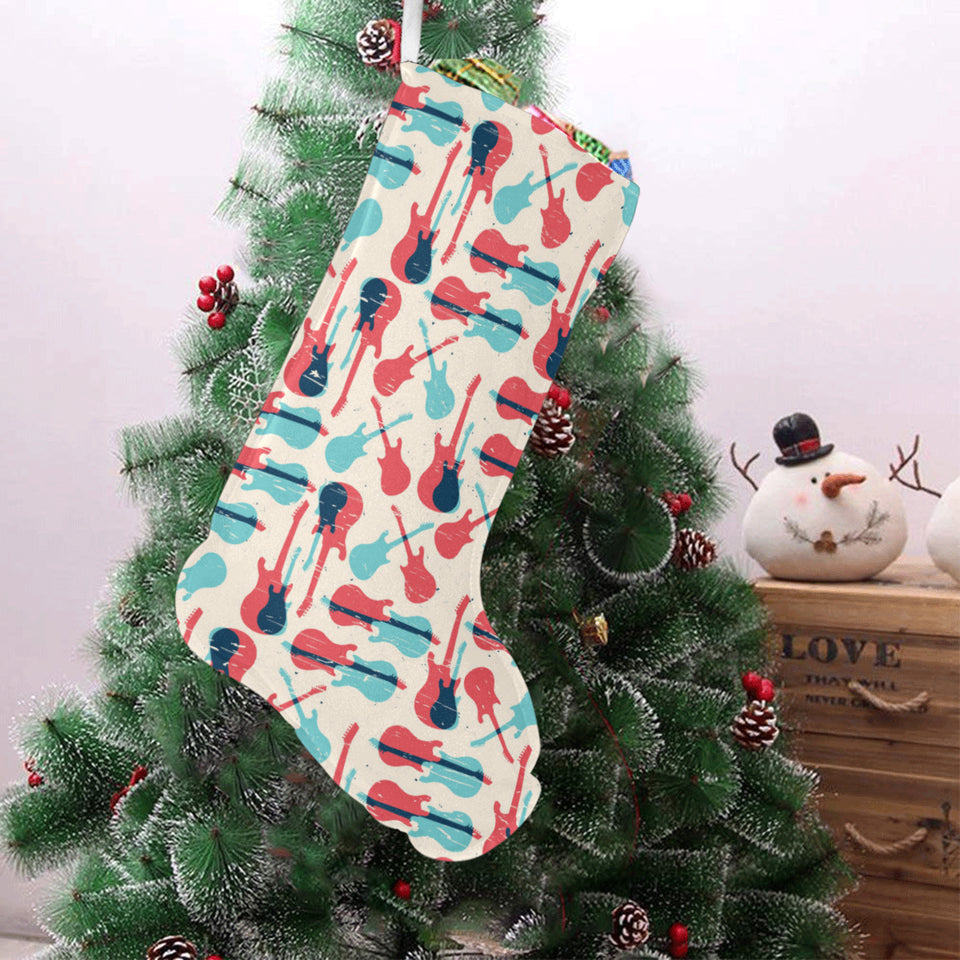 Red Blue guitar pattern Christmas Stocking
