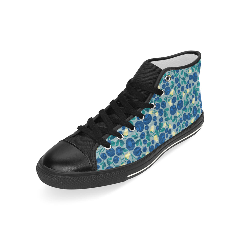 blueberry design pattern Men's High Top Canvas Shoes Black