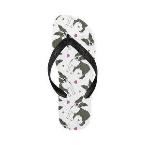 Boston terrier dog hearts vector pattern Unisex Flip Flops