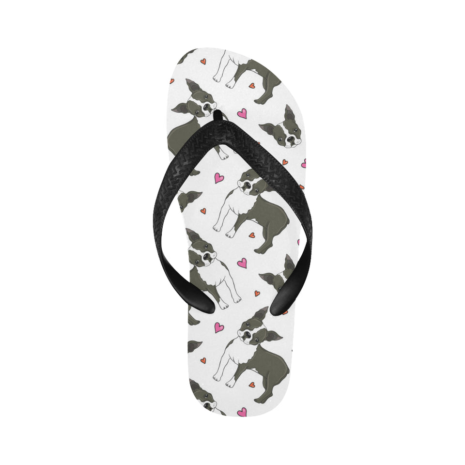 Boston terrier dog hearts vector pattern Unisex Flip Flops