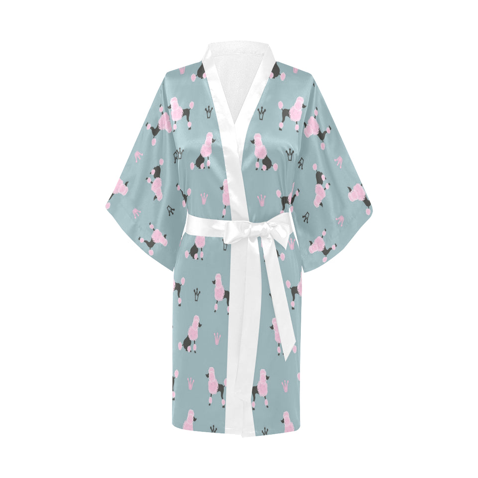 poodle dog pattern Women's Short Kimono Robe