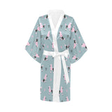 poodle dog pattern Women's Short Kimono Robe
