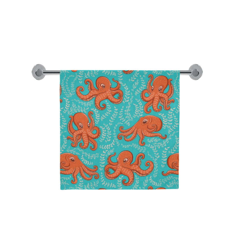 Octopus turquoise background Bath Towel