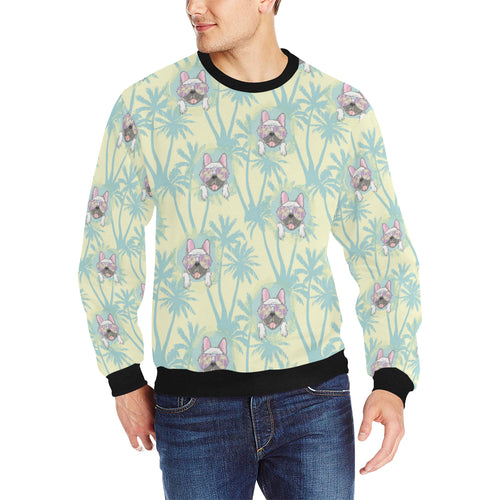 French bulldog hawaii blackground Men's Crew Neck Sweatshirt