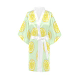 slice of lemon pattern Women's Short Kimono Robe