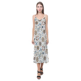 Cute nautical steering wheel anchor pattern V-Neck Open Fork Long Dress