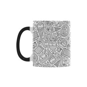 Cartoon hand drawn ice cream black white Morphing Mug Heat Changing Mug