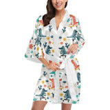 Cute Crocodile Pattern Women's Short Kimono Robe