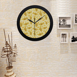 Saxophone cornet pattern yellow background Elegant Black Wall Clock