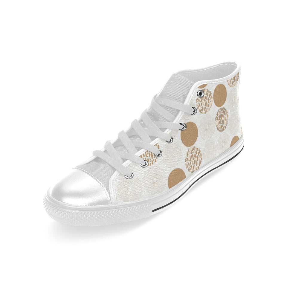 Gold Texture mushroom pattern Men's High Top Canvas Shoes White