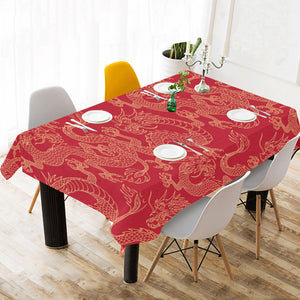 Gold dragons red background Tablecloth