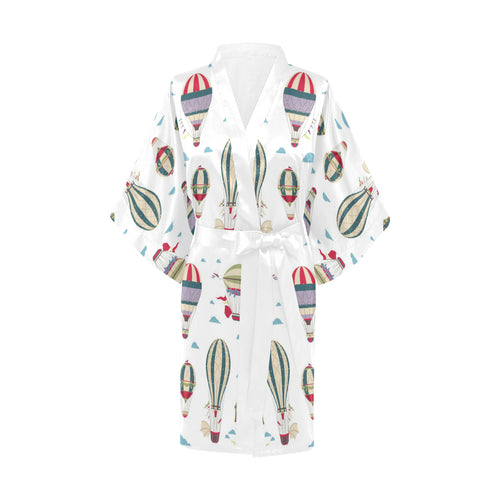 Hot air balloon pattern Women's Short Kimono Robe